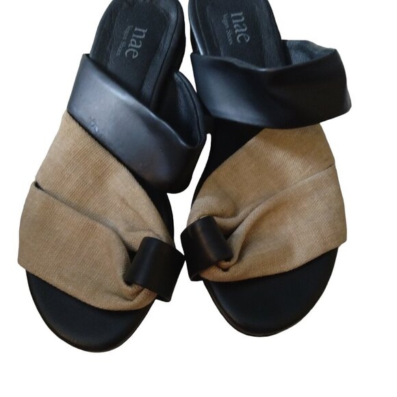 Nae Vegan Leather Women's Size 37/US 6.5 Organic Fabric Strappy Slip On Sandals - Picture 3 of 5